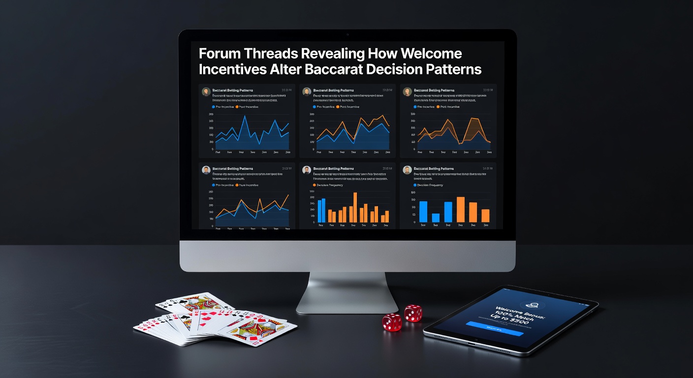 Screenshot of online forum threads discussing baccarat strategies and welcome bonuses