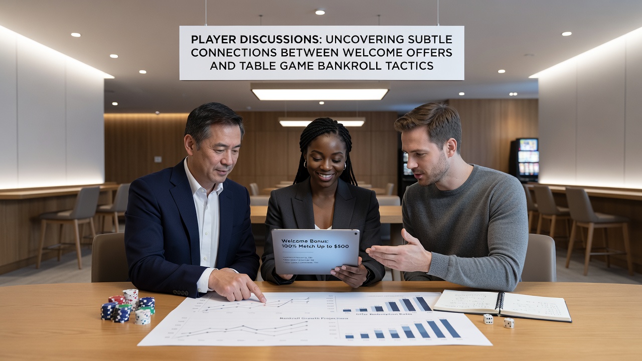 Players analyzing casino welcome offers and bankroll tactics in online forums